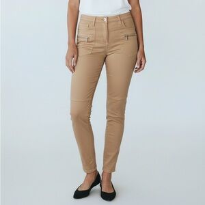 Blank NYC Moto Skinny Jeans Khaki Zipper Pocket Ankle Zip Stretch Size 29 NWT